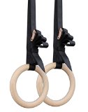 Wood Gymnastic Rings Straps Buckles Gym Crossfit Strength Training Pull Up Dips