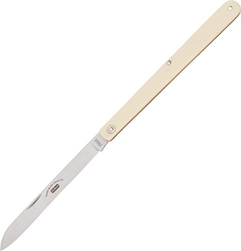 Imperial SS105 10.5in Stainless Steel Long Sampler Fruit Knife with 4.7in Drop Point Blade with Nail Pull and Yellow Celluloid Handle for Outdoor Hunting Camping and Everyday Carry