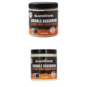 BLACKSTONE Griddle Seasoning and Cast Iron Conditioner 6.5 oz and 15.3 oz for Grill Grates, Skillet, Dutch Oven, Pots & Pans-Clean, Protect, Condition & Care, Plant-Based & Vegan (22 oz total)