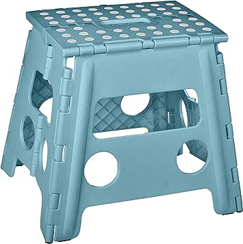 Folding Step Stool, 13 Inch - Anti-Skid Step Stool is Sturdy to Support Adults and Safe Enough for Kids. Opens Easy with One Flip. Great for Kitchen, Bathroom, Bedroom, Kids or Adults. (Teal)