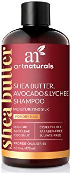 ArtNaturals Shea-Butter Avocado and Lychee Shampoo – (16 Fl Oz / 473ml) – Moisturizing Silk – Nourishing For Dry and Damaged Hair – Sulfate-Free and Cruelty-Free – Coconut, Aloe Vera and Rosehip