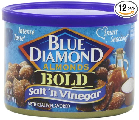 Blue Diamond Gluten Free Almonds, Bold Salt & Vinegar, 6 Ounce (Pack of 12)