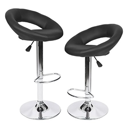 Homall Modern PU Leather Swivel Adjustable Barstools,Synthetic Leather Hydraulic Counter Stools (Black)