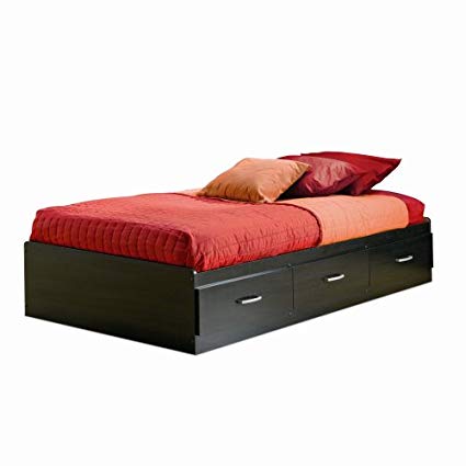 South Shore Furniture Cosmos Collection, Twin Mates Bed Box Only, Black Onyx and Charcoal