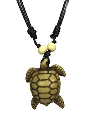 Turtle Necklace Yin Yang Coqui Taino Sun with Cotton Cord Turtle Necklace - Surfing Turtle Necklace - Sea Turtle Necklace Turtle Pendant