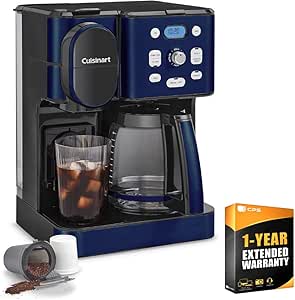 Cuisinart SS-16 Coffee Center 2-in-1 Coffeemaker and Single Serve Combo Brewer, Navy Blue Bundle with 1 Year CPS Enhanced Protection Pack