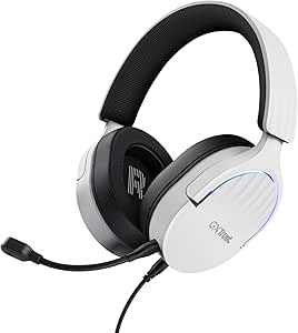 Trust Gaming GXT 490W Fayzo Cuffie Gaming USB con Audio Surround 7.1, Driver 50 mm, 35% Plastica Riciclata, Illuminazione RGB, Over-Ear Cuffie con Microfono Noise Cancelling per PC PS5 - Bianco