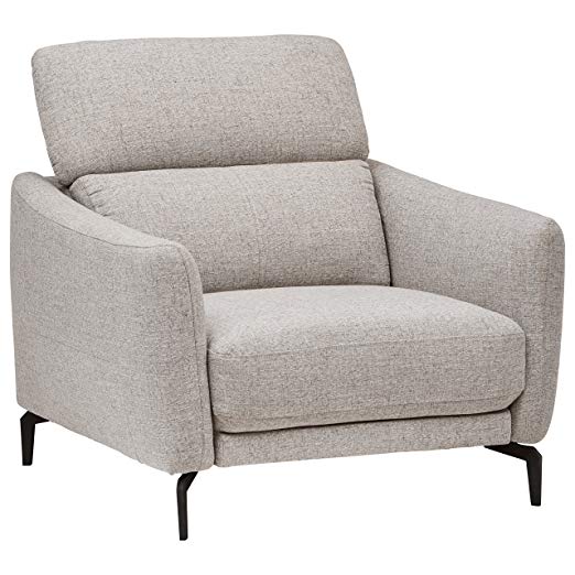 Rivet Kaden Mid-Century Modern Adjustable Headrest Living Room Accent Chair, 35.8"W, Light Grey