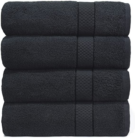 Casabella Luxury Pack Of 4 Bath Sheet 100% Egyptian Cotton Super Soft towel_Black