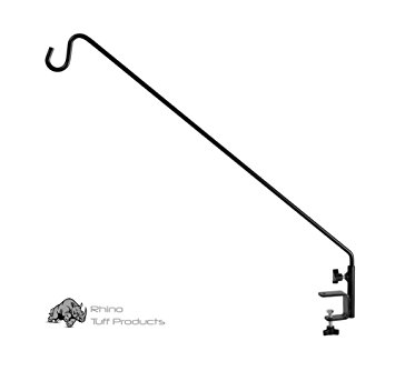 Rhino Tuff Longer Reach Deck Hook, 37 Inch | With 360 Degree Swivel, Powder Coated Steel Construction & Non Slip Clamp | For Hanging Bird Feeders, Plants & More