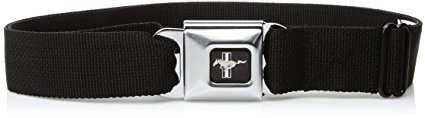 Ford Automobile Company Retro Mustang Logo Black Seatbelt Belt
