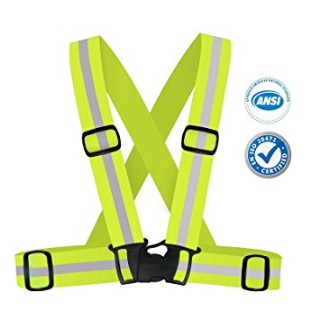 KwikSafety High Visibility Running, Cycling, Biking, Walking, and Outdoor Reflective Safety Belt, Safety Vest - 5 CM, Color Yellow
