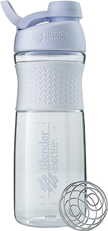 BlenderBottle SportMixer Twist Cap Tritan Grip Shaker Bottle, 28-Ounce, White