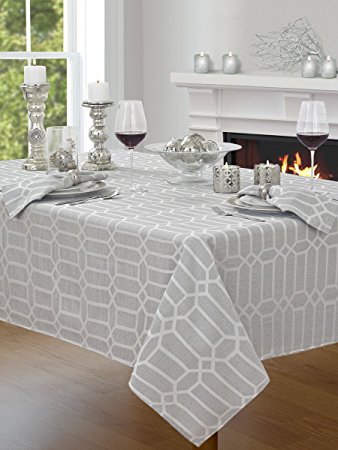 Creative Dining Group Shimmer Fabric Tablecloth, 60 by 104", Silver