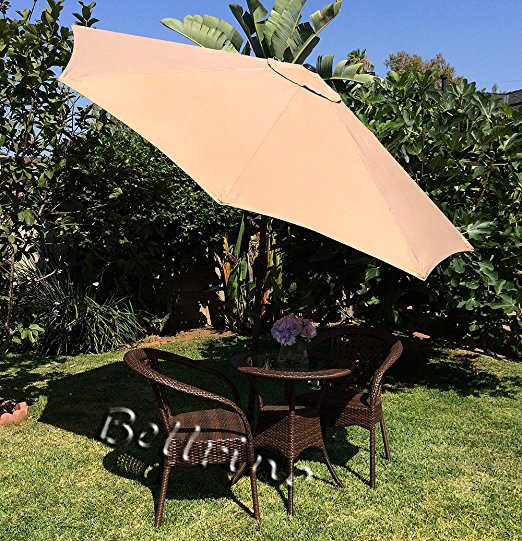 BELLRINO DECOR Replacement LIGHT COFFEE / TAN " STRONG AND THICK " Umbrella Canopy for 9ft 8 Ribs LIGHT COFFEE/ TAN (Canopy Only)