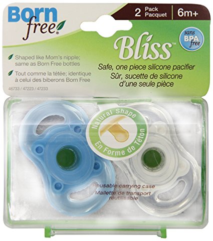 Born Free BPA-Free Bliss Natural Shape Pacifier, Blue, 6M
