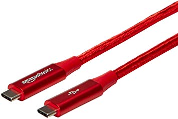 AmazonBasics Double Braided Nylon USB Type-C to Type-C 3.1 Gen 2 Cable | 0.9 m, Red