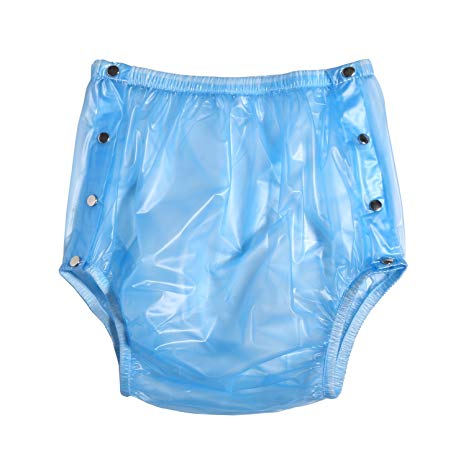Haian Adult Incontinence Snap-on Plastic Pants Color Transparent Blue (Large)