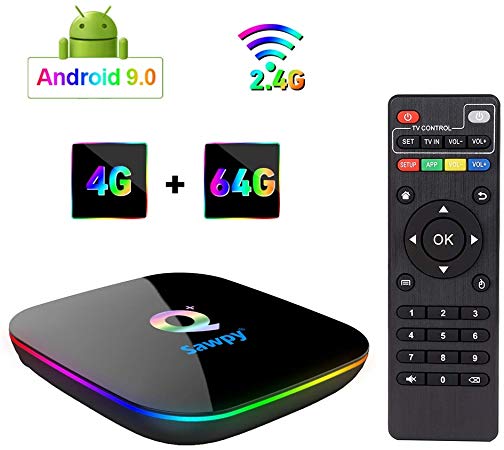 Sawpy Q Plus Android 9.0 tv Box 4GB RAM DDR3   64GB ROM H6 Quad core cortex-A53 Frequency up to 2GHz 4K&6K 2.4GHz WiFi USB 3.0 Smart TV Box