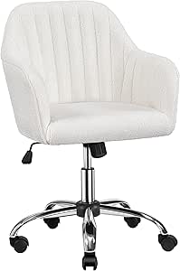 Yaheetech Chaise de Bureau à Hauteur Réglable Charge Max 136 kg Chaise Ergonomique de Bureau Recouverte Ivoire