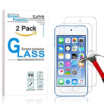 iPod Touch Screen Protector - KATIN [2-Pack] Apple iPod Touch 5th / 6th Generation Tempered Glass [0.2mm Ultra Thin 9H Hardness 2.5D Round Edge] with Lifetime Replacement Warranty