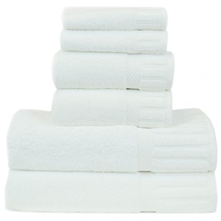 Luxury Hotel & Spa Towel Turkish Cotton Six Piece Towel Set - White - Piano