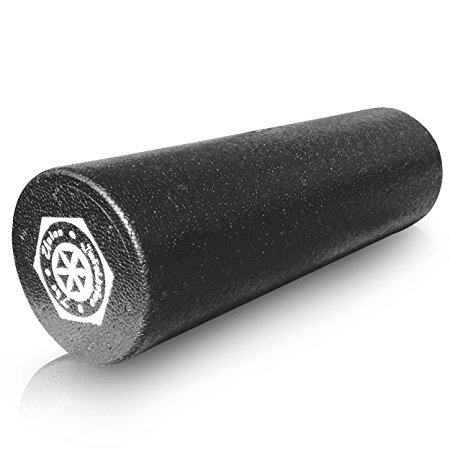 FLASH SALE! BLACK Foam Roller For Exercise, Physical Therapy, EXTRA FIRM High Density Foam Roller, 3 YEAR WARRANTY, Foam Rollers for Deep Tissue Muscle Massage, Rehab and Pain Relief