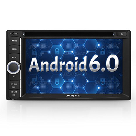 Android 6.0 Car Stereo, Bluetooth for Hands Free Calling, GPS Navigation DVD CD Player, 64GB USB SD 3G WIFI OBD2 CAM-IN Phone Mirror, Subwoofer Audio Output