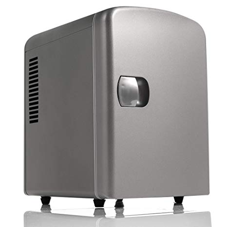 LIVIVO 4L Mini Fridge Cooler. 12V/240V Dual Input, Silent Thermoelectric Running (Silver)