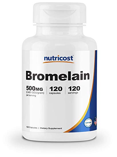 Nutricost Bromelain 500mg, 120 Veggie Capsules - Bromelain (2400 GDU/g), Non-GMO, Gluten Free