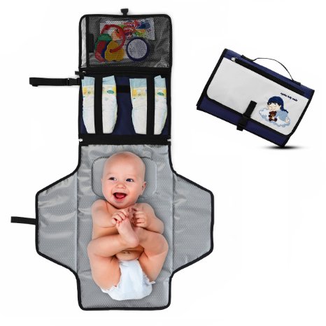 Portable Changing Pad - Premium Quality Travel Changing Station Kit - Diaper Clutch and Diaper Caddy - works as Change Mat , Changer Table and Diaper Bag - Best of Baby Shower Gifts ! - Baby Dream