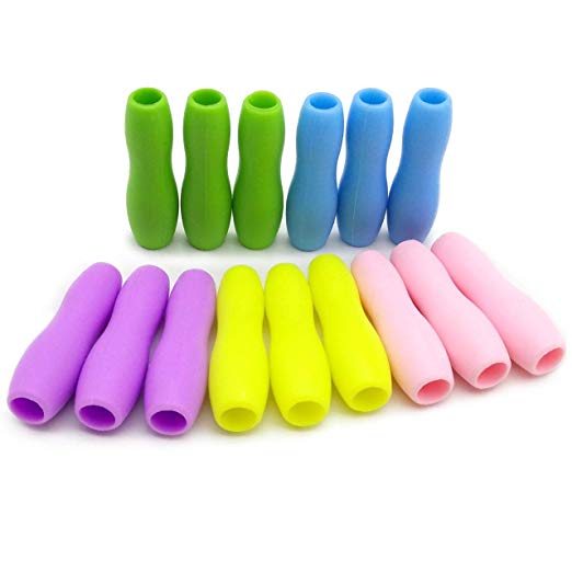 Food Grade Silicone Straw Tips Cover Soft Reusable Metal Stainless Steel Straw Glass Straw Nozzles Only Fit for 5/16" Wide (8mm Outer Diameter) Multi-Colors - Set of 15