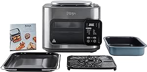 Ninja Combi 12-in-1 Multikocher, Ofen & Heißluftfritteuse, 12 Kochfunktionen, Air Fryer & Grillen Zubereitung in 15 Min*, mit Backblech, Pfanne, Crisper Gittereinsatz, Rezeptanleitung, Grau, SFP700EU.