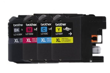 Brother High Yield Color Ink Cartridge, XL, Black/Cyan/Magenta/Yellow, Pack of 4 (LC103)