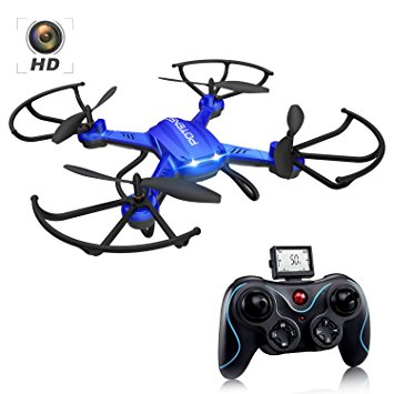 Drone with Camera, Potensic F181H RC Drone Quadcopter with HD Camera RTF 4 Channel 2.4GHz 6-Gyro Headless System-Blue (Upgraded with Altitude Hold Function)