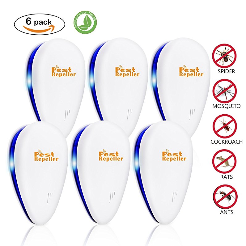 Ultrasonic Pest Repellent- SENQIAO Electronic Plug In Pest Repeller - Pest Reject Zapper for Mosquitoes, Mice, Ants, Roaches, Spiders, Flies, Bugs, Non-toxic Eco-Friendly, Human & Pet Safe(6 pack)