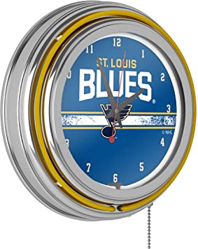Trademark Global NHL Chrome Double Rung Neon Clock - St. Louis Blues