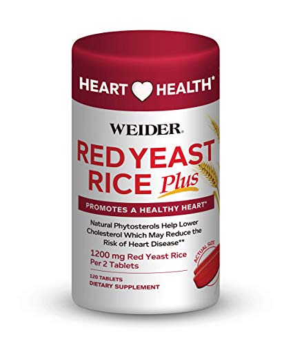 Weider Red Yeast Rice Plus 1200mg ♡ - with 850mg of Natural Phytosterols- Promotes A Healthy Heart ♡ - Gluten Free - One Month Supply