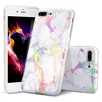 iPhone 7 Plus Case, iPhone 8 Plus Case,WORLDMOM iPhone 7/8 Plus Holographic flash Map Marble Shock Absorption Technology Bumper Soft TPU Cover Case for iPhone 7 Plus/iPhone 8 Plus [5.5 inch] - Marble