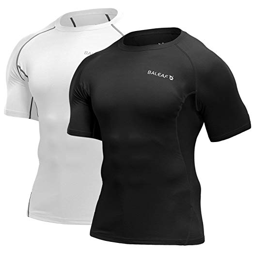 BALEAF Men's Short Sleeve Compression Shirts Gym Base Layer Compression Tops