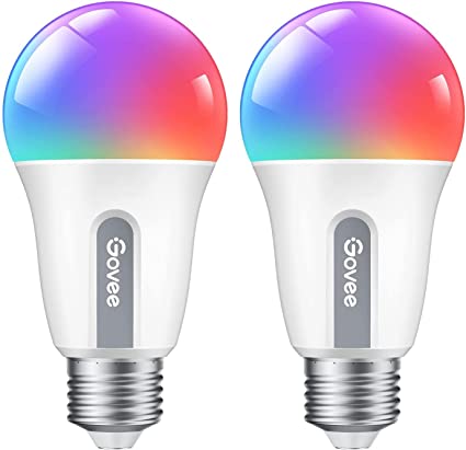 Govee Smart Light Bulbs, RGBWW Color Changing Light Bulbs, 30 Dynamic Scenes, Music Sync, 16 Million DIY Colors WiFi & Bluetooth Dimmable LED Light Bulbs Work with Alexa & Google Assistant, 2 Pack