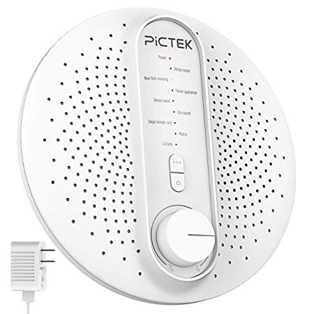 PICTEK White Noise Machine, 24 Non-Looping Soothing Sounds Lullaby Timing Baby Sound Machine, Sleep Therapy with Auto-Off Timer, Headphone Jack, USB or Battery Powered, Adapter Included