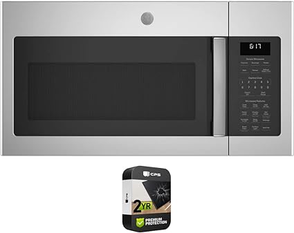 GE JVM6175SKSS 1.7 Cu. Ft. Over-the-Range Sensor Microwave Oven Stainless Steel Bundle with Premium 2 YR CPS Enhanced Protection Pack