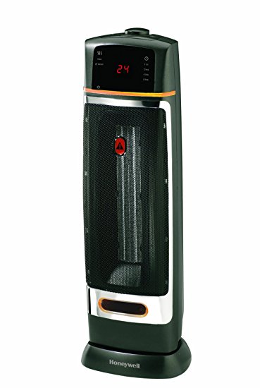 Honeywell HZ-385E Oscillating Ceramic Tower Fan Heater - 1.8 kW, Black/Silver