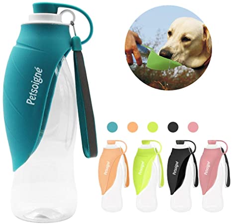 Petsoigné Portable Dog Water Bottle in Silicone Pet Water Bottles Foldable for Travel Walking Hiking