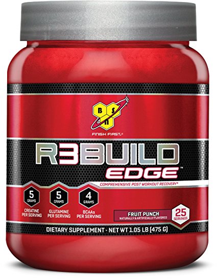BSN R3Build Edge Post Workout Recovery Powder With Creatine, Glutamine and BCAAs, Fruit Punch, 25 Servings
