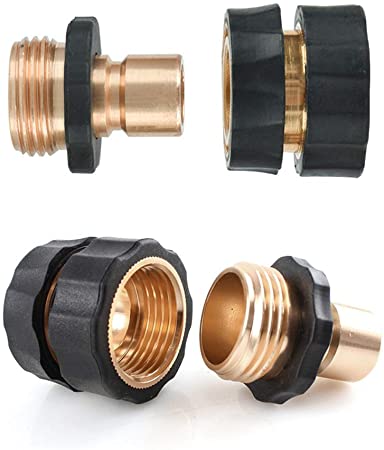 SmoTecQ Garden Hose Fittings Quick Connect, 3/4" Male and Female Connector, 2 Pair