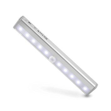 Hictech Stick-on Anywhere Portable 10 LED Wireless Motion Sensing Light Bar with Magnetic Strip (Battery Operated)