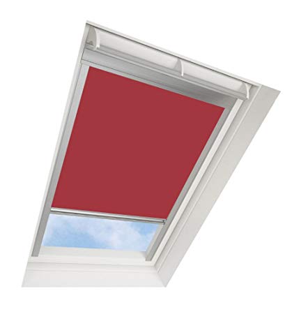 DARKONA ® Skylight Blinds For VELUX Roof Windows - Blackout Blind - Many Colours / Many Sizes (U04, Red) - Silver Aluminium Frame