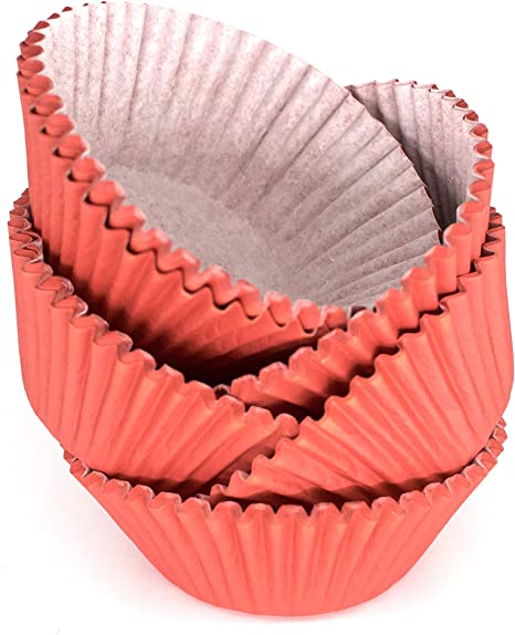 Chef Craft Paper Liners Wrappers for Cupcakes, Muffins Aluminum free Paper Baking Cups for any Occasion Standard size 2 inches diameter base, 1.5 inches height Red or Blue Pack of 50 (Red)